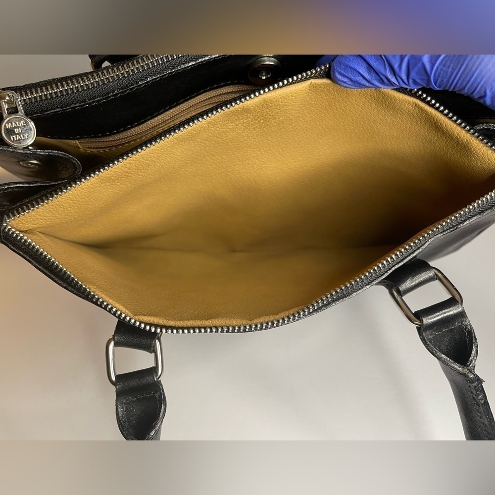90s Vintage Florence Moon Leather Side-snap Satchel | Made in Italy - Picture 10 of 14
